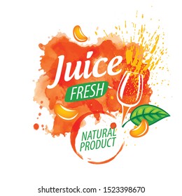 Vector logo orange juice splatter on white background