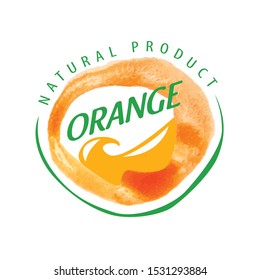 Vector logo orange juice splatter on white background