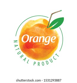 Placa de zumo de naranja con logo vectorial sobre fondo blanco