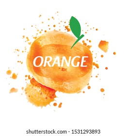 Vector logo orange juice splatter on white background