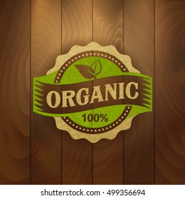 vector logo of organic food on vintage new wood background that make a difference in your new design plant classic nature product farm vine background scene natural food earth wood ecosystem leaf fres