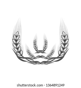 Vector logo organic food. Rye, wheat, spikelet. Grain agriculture. Concept of quality healthy food. Natural eco nutrition. Farm products shop.