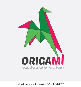 vector logo origami horse for an educational center for children, label, learning, child development, interesting design,  logotype for the company, which is engaged in education for children.