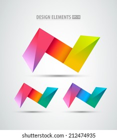 Vector logo origami icons. Design logo elements. Abstract  icons on white background