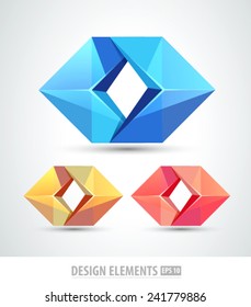 Vector logo origami icons. Design elements. Diamond. Abstract icons