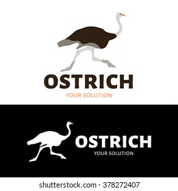 Vector logo ostrich. Running ostrich