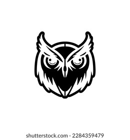 Logo vectorial simple de un búho en blanco y negro.