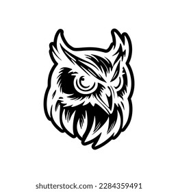 ﻿A vector logo of an owl, in black and white, with a minimalistic design.