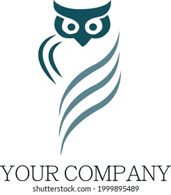 vector logo of owl with blue pastel colors for your company