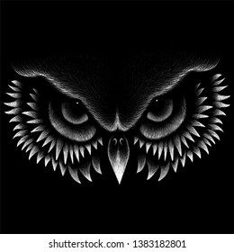 The Vector logo owl for tattoo or T-shirt design or outwear.  Hunting style owl background.