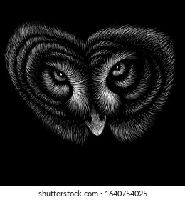 The Vector logo owl for tattoo or T-shirt design or outwear.  Hunting style owl background. This drawing would be nice to make on the black fabric or canvas.
