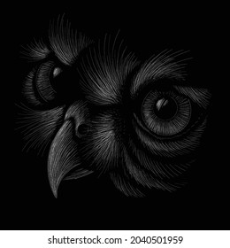 The Vector logo owl for tattoo or T-shirt design or outwear.  Hunting style owl background. This hand drawing would be nice to make on the black fabric or canvas.