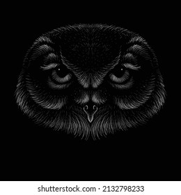 The Vector logo owl for tattoo or T-shirt design or outwear.  Hunting style owl background. This hand drawing would be nice to make on the black fabric or canvas.