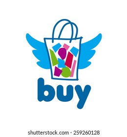 vector logo package goods with wings