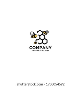 Vector logo and packaging design templates in trendy linear style - natural and farm honey concepts - labels and tags with bees, honeycombs.