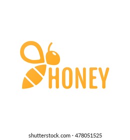 Vector logo and packaging design templates in trendy negative space style - natural and farm honey concept - label and tag with bee.