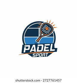 Logotipo del Vector para el deporte del pádel con un diseño de una raqueta y campo de la pelota del pádel