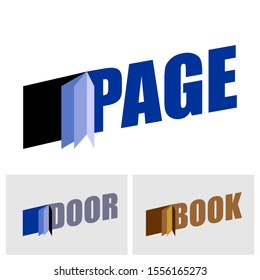 Vector logo for page leaves. Door industry, book stores and shops or interactive web designs. 