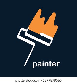 Vector logo of a painter, painting work