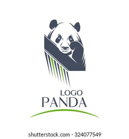 Vector logo of a panda over white background 
