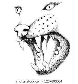 The Vector logo panther for T-shirt design or outwear.  Hunting style panthers background.
