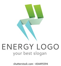 Vector logo with paper made lightning
