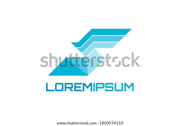 Vector logo with\
paper-cut wing and bird illustration for initials \