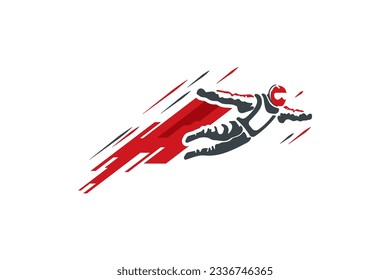 Vector logo of a parachutist jumping out of an airplane