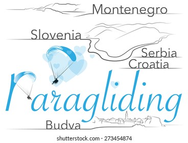 vector logo of paragliding with editions elements / places / different countries