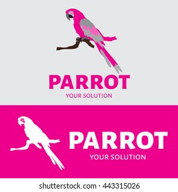 Vector logo parrot. Colorful parrot on a branch