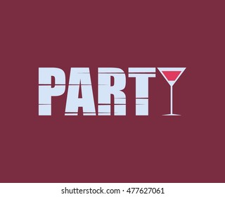 vector logo party with wineglass of wine