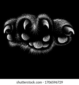 The Vector logo paw with claws for T-shirt design or outwear. This drawing would be nice to make on the black fabric or canvas.
