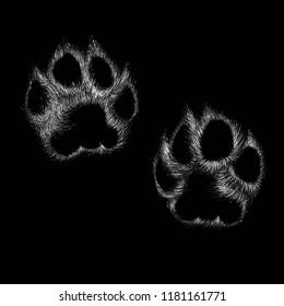 The Vector logo paw for T-shirt design or outwear.  Hunting style pad background.