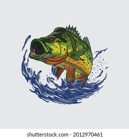 vector logo peacock bass monoculus