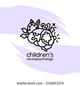 Vector logo for pediatric neuropsychology. Pediatric neuropsychology. Design element for children's centers, clinics, psychologists and other uses.