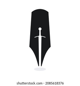 Vector logo of Pen nib with sword silhouette