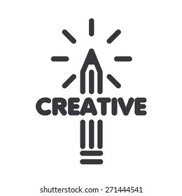 vector logo pencil art with rays