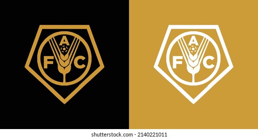 pentágono del logotipo vectorial y círculo interior, para el diseño del equipo de fútbol.