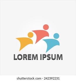 vector logo of people celebrating in a team