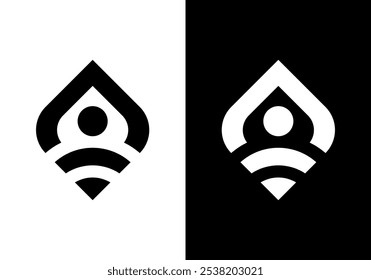 Vector Logo People and Wifi Symbol. Vector Internet or Technology Logo Design.