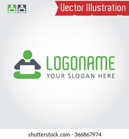 Vector logo person per laptop (freelancer, businessman)