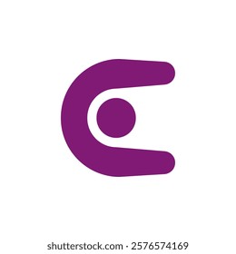 Vector logo is a person showing his head and hands. a people in the shape of the letter C. Flat color.