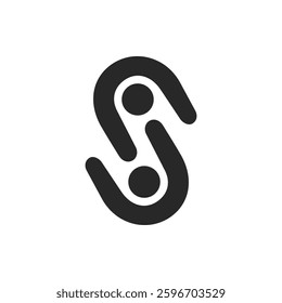 A vector logo is a person showing his head and hands. 2 objects is viewed from above and rotated 180 degrees. Flat color.