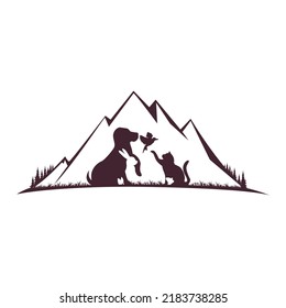 vector logo of pet and mountain