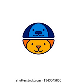 vector logo for pet shop. Color illustration faces of cats and dogs. icon design template. Concept for pet shop or veterinary. Design for packaging of goods for animals