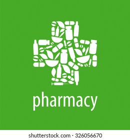 vector logo for pharmacy cross on a green background