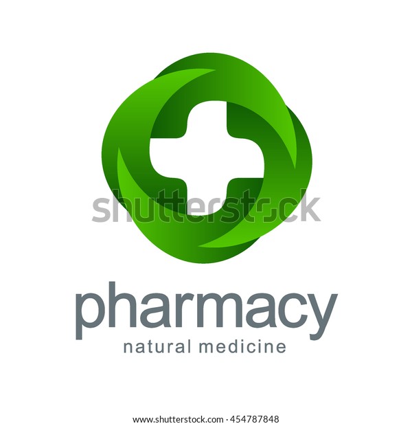 Vector Logo Pharmacy Green Cross Leaves Stock Vector (Royalty Free ...