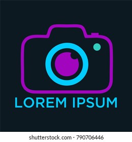 vector logo for photographer. Logo in a simple modern style. Opens the shutter camera. Vector Photo camera aperture sign icon. Photo Camera Photography Elements and Video Camera Icons Illustration.
