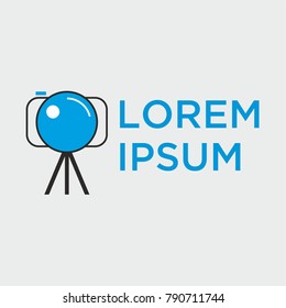 vector logo for photographer. Logo in a simple modern style. Opens the shutter camera. Vector Photo camera aperture sign icon. Photo Camera Photography Elements and Video Camera Icons Illustration