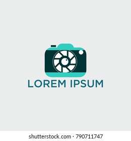 vector logo for photographer. Logo in a simple modern style. Opens the shutter camera. Vector Photo camera aperture sign icon. Photo Camera Photography Elements and Video Camera Icons Illustration